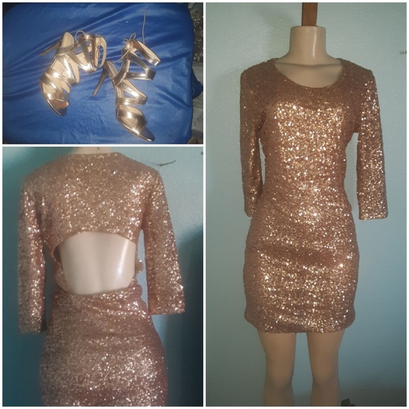 Lovers + Friends Gold Sequined Mini Dress - Picture 1 of 5